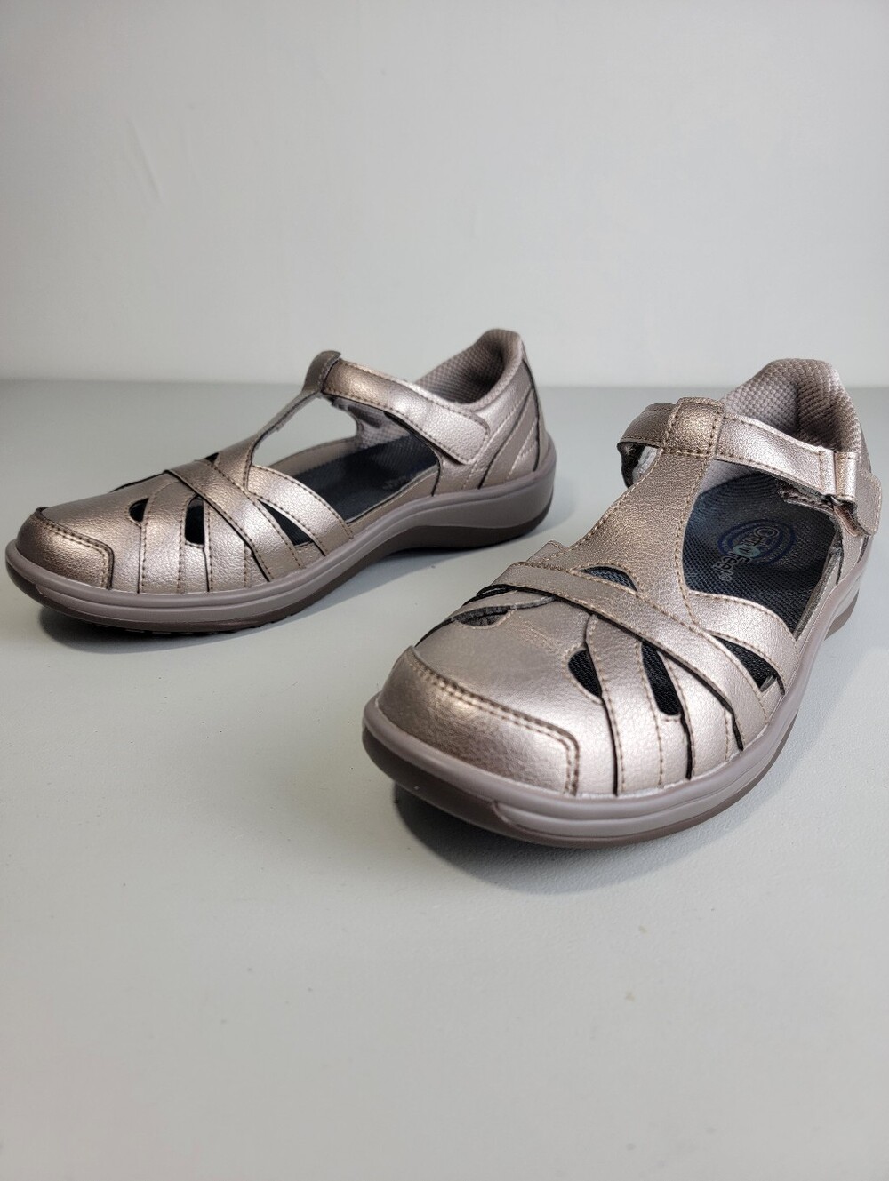 Orthofeet Juno Mary Jane Pewter Comfort Shoes Sandals Women's Sz 9.5M Adjustable - Picture 3 of 15